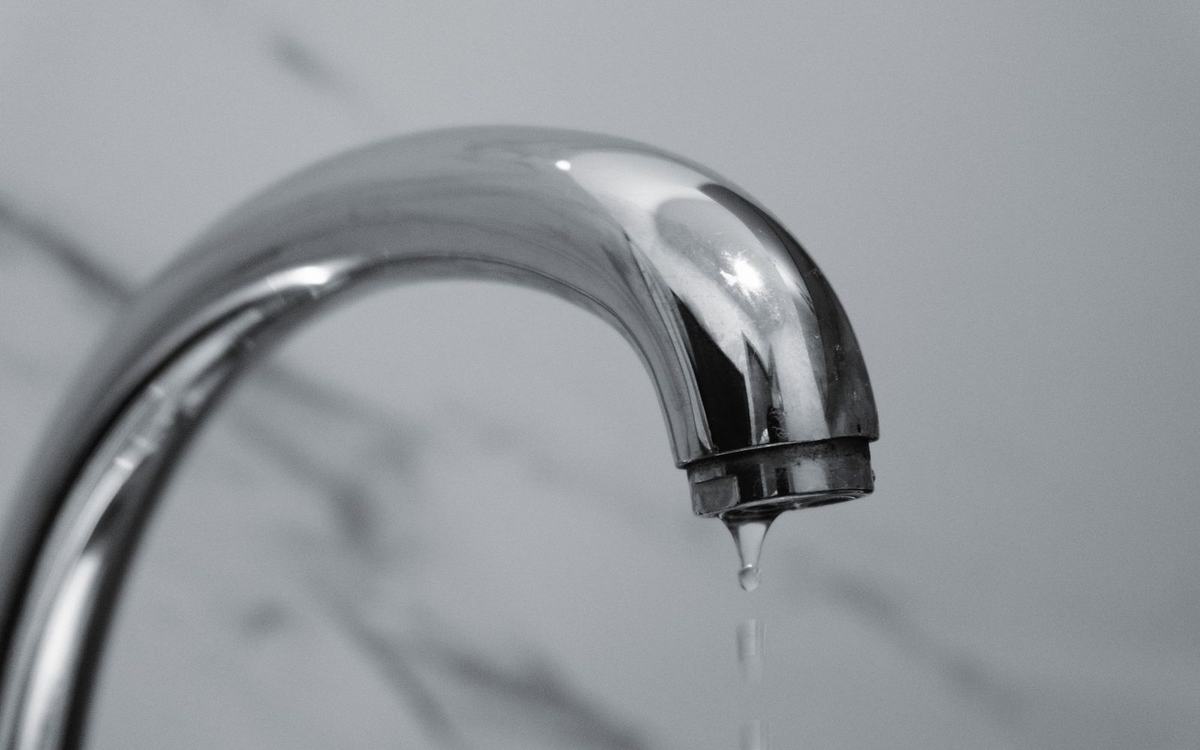 Chrome tap dripping water